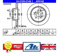 ATE Brake Disc 24.0109-0148.1 Solid 2 pcs L&R Toyota Celica