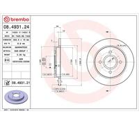 BREMBO COATED DISC LINE Brake disc 08.4931.21 253 10 4 solid Coated FORD: FIESTA 5, Focus Mk1 Hatchback, FIESTA 6