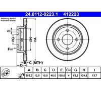 Genuine ATE Brake Disc For Ford FIESTA 18- H1BC-2A315-AB