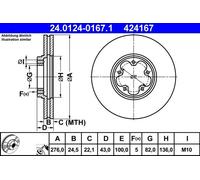 Brake Disc FORD TRANSIT 2.0 DI 24.0124-0167.1 (1 pcs)
