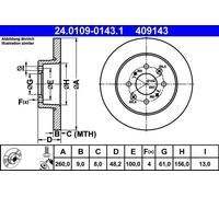 1X Brake disc ATE 24.0109-0143.1 for HONDA CIVIC VII Coupe (EM2) 1.7 2001-2005