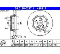 X2 PCS FRONT BRAKE DISC PAIR L&R 24.0128-0217.1 ATE I