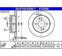 ATE Brake Discs 24.0110-0394.1 for Hyundai i10 II 1.0 - Pair