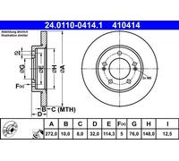 Brake disc ATE 24.0110-0414.1 for KIA PROCEED (CD) 1.4 2018-202
