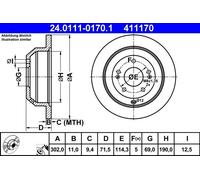 ✅Fits ATE 24.0111-0170.1 Brake disc 1 pc. 24.0111-0170.1 Brake disc ⭐UK Seller⭐