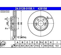 ATE Brake disc 24.0128-0158.1 321,0 28,0 5 114,3 Vented Coated HYUNDAI: SANTA FE 2