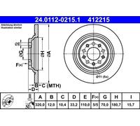 ATE Brake Disc 24.0112-0215.1 for Jeep Cherokee (KL) 2 2014-2018