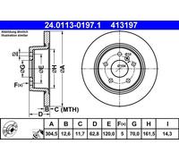 Brake disc ATE 24.0113-0197.1 for LAND ROVER RANGE ROVER II (P38A) 4.0 1995-2002