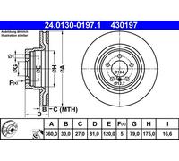 2x Brake disc Vented 24.0130-0197.1 ATE for LAND ROVER RANGE ROVER Mk III