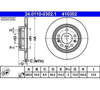 1X Brake disc ATE 24.0110-0302.1 for MAZDA PREMACY (CP) 2 1999-2