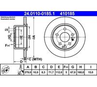 ATE Brake Disc 24.0110-0185.1 - 1 pc - Fits Mercedes-Benz /8
