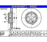 2x Brake disc Vented 24.0130-0237.1 ATE for MERCEDES-BENZ CLA Coupe A-CLASS