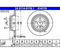 Brake disc ATE 24.0114-0119.1 for MERCEDES-BENZ M-CLASS (W166) 3.5 2012-2015