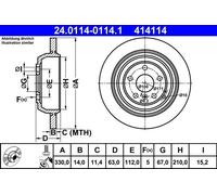ATE Brake Disc 24.0114-0114.1 Solid - Mercedes-Benz R-Class/M-Class (ML 350) - 2 pcs