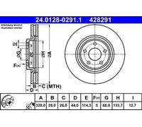 Brake disc ATE 24.0128-0291.1 for RENAULT KOLEOS II (HC_) 2 2016-