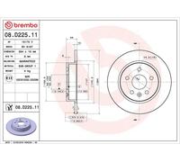 08.D225.11 Rear Brake Discs 2 Pieces Pair 264mm Diameter Solid Braking By Brembo