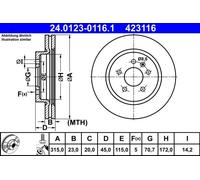 ATE 24.0123-0116.1 Brake disc