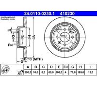 ATE Rear Brake Disc Peugeot 406 – 24.0110-0230.1 – 4246T6/4246T7/4246L7