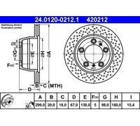 ATE Brake disc 24.0120-0212.1 299,0 20,0 5 130,0 perforated/vented Coated Alloyed/High-carbon PORSCHE: Boxster, Cayman, 718 Boxster Convertible