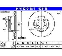 Brake Disc PORSCHE CAYENNE 3.2 24.0132-0118.1 (1set-1pcs)