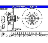 ✅Fits ATE 24.0108-0114.2 Brake disc 1 pc. 24.0108-0114.2 Brake disc ⭐UK Seller⭐