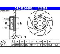 2x Brake disc slotted/internally vented 24.0128-0288.1 ATE for RENAULT
