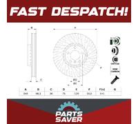 Brake Disc Single Vented fits BMW M550d F10, F11 3.0D Front Right 12 to 17 348mm