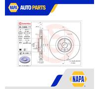Brake Disc Single Vented fits JAGUAR E-PACE X540 2.0D Front 2017 on 349mm