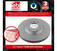Brake Disc Single Vented fits VW TOUAREG 7L 6.0 Front Left 04 to 10 350mm Febi