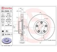BREMBO Brake disc PRIME LINE - UV Coated internally vented 09.C549.11 Brake rotor,Brake discs VW,PORSCHE,Touareg (7P5, 7P6),Cayenne (92A)
