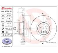 Brake Disc Single Vented Front 380mm 09.A771.11 Brembo LR011591 LR031845
