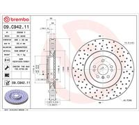 Brembo Prime Line UV Coated Vented Brake Disc - Drilled 09.C942.11 Fits Mercedes