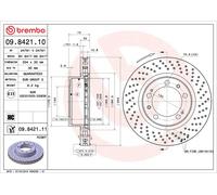 Brake Disc Single Vented Front Right 304mm 09.8421.11 Brembo 99335104401 Quality