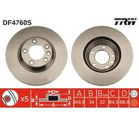 Brake Disc Single Vented Front Right 350mm DF4760S TRW 7L8615302 95535140251 New