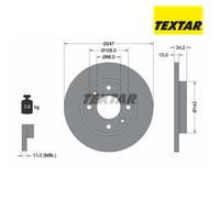 Brake Disc TEXTAR 92092803 For CITROËN, PEUGEOT