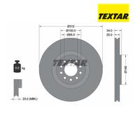 Brake Disc TEXTAR 92098505 For AUDI, VW, SEAT, SKODA