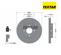 Brake Disc TEXTAR 92100403 For MITSUBISHI, VOLVO (1 pcs)