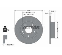2x Brake Discs Rear Solid Coated 260mm Diameter For Honda Accord TEXTAR 92144603