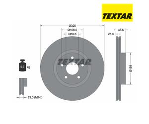 Brake Disc TEXTAR 92149105 For VOLVO, FORD (1 pcs)