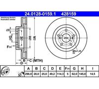 ATE Brake disc Vented 24.0128-0159.1 Brake rotor,Brake discs TOYOTA,LEXUS,AURIS (NRE15_, ZZE15_, ADE15_, ZRE15_, NDE15_)