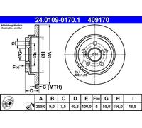 ATE Brake Disc 24.0109-0170.1 - Solid OE Replacement - Fits Toyota Urban Cruiser/IST - 2x