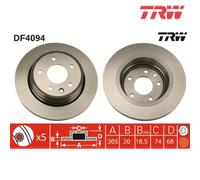 Brake Disc TRW DF4094 For JAGUAR, DAIMLER (1 pcs)