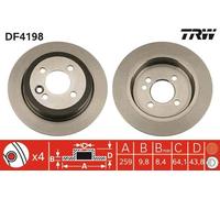 1X Brake disc TRW DF4198 for MINI MINI (R56) 1.6 2006-2010