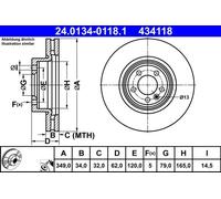 ATE 24.0134-0118.1 Brake disc