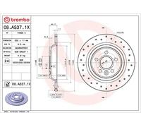 1X Brake disc BREMBO 08.A537.1X for VOLVO V60 I (155) 2 2013-2018
