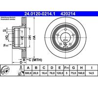 Brake disc ATE 24.0120-0214.1 for BMW 1 Coupe (E82) 3.0 2007-2013