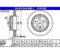 2x Brake disc Vented 24.0319-0108.1 ATE for BMW 3 3 Coupe 3 Touring 3 Compact