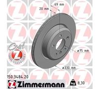 2x Brake disc internally vented 150.3484.20 ZIMMERMANN for BMW 5 5 Touring