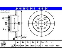 ATE Brake Disc 24.0116-0124.1 for Peugeot Boxer Van 2 2016-2019 1x