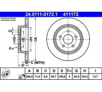 ATE Brake disc solid 24.0111-0172.1 Brake rotor,Brake discs FORD,Kuga Mk2 (DM2),C-Max II (DXA/CB7, DXA/CEU),Grand C-Max (DXA/CB7, DXA/CEU)